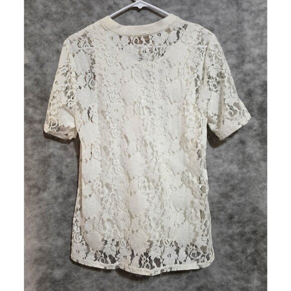 Philosophy Lace Top Sz L Embroidered roses knit lining - Picture 2 of 2